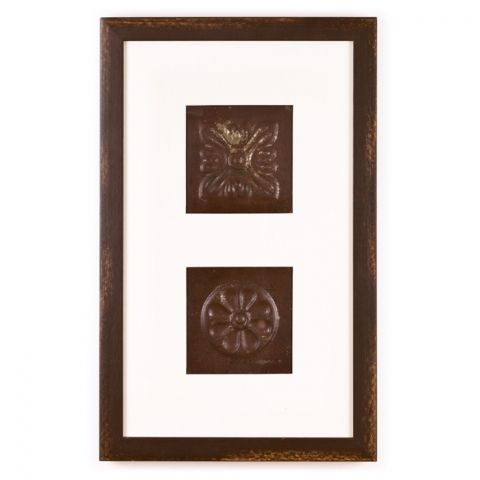 2 Panel Small Rectangle with Distressed Brown Frame