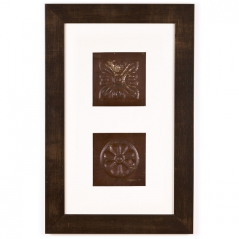 2 Panel Small Rectangle with Espresso Brown Frame