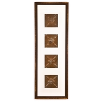 4 Panel Large Rectangle with Distressed Brown Frame