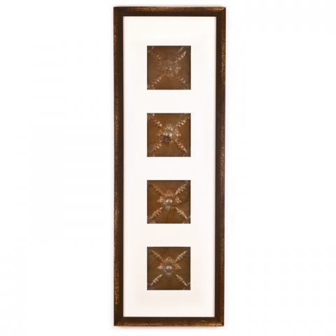 4 Panel Large Rectangle with Distressed Brown Frame