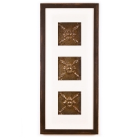 3 Panel Medium Rectangle with Distressed Brown Frame