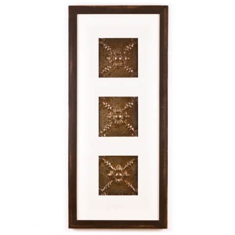 3 Panel Medium Rectangle with Distressed Brown Frame