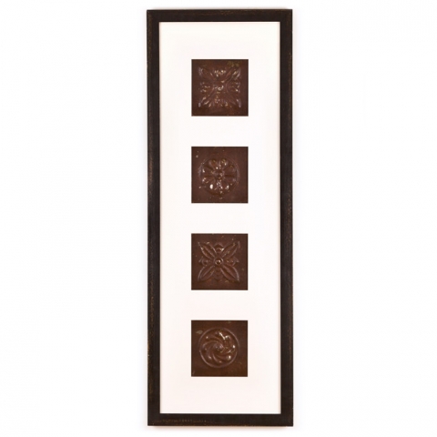 4 Panel Large Rectangle with Distressed Black Frame
