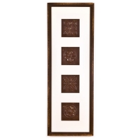 4 Panel Large Rectangle with Distressed Brown Frame