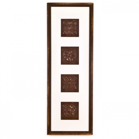 4 Panel Large Rectangle with Distressed Brown Frame