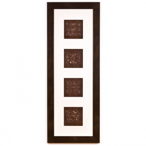 4 Panel Large Rectangle with Espresso Brown Frame