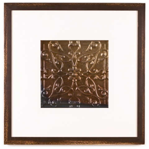 1 Panel Large Square with Distressed Brown Frame