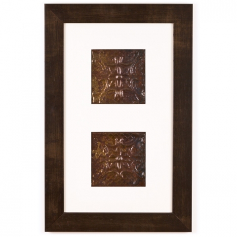 2 Panel Small Rectangle with Espresso Brown Frame