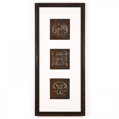 3 Panel Medium Rectangle with Distressed Black Frame