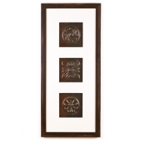 3 Panel Medium Rectangle with Distressed Brown Frame