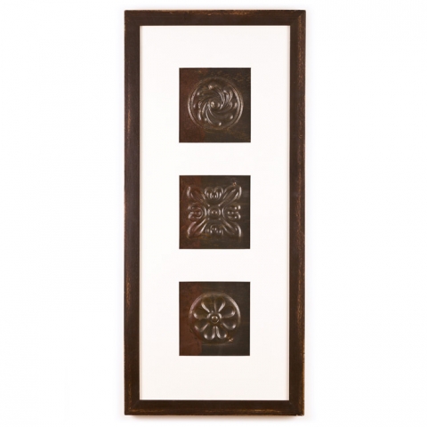 3 Panel Medium Rectangle with Distressed Brown Frame