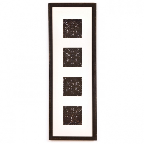 4 Panel Large Rectangle with Distressed Black Frame