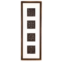 4 Panel Large Rectangle with Distressed Brown Frame