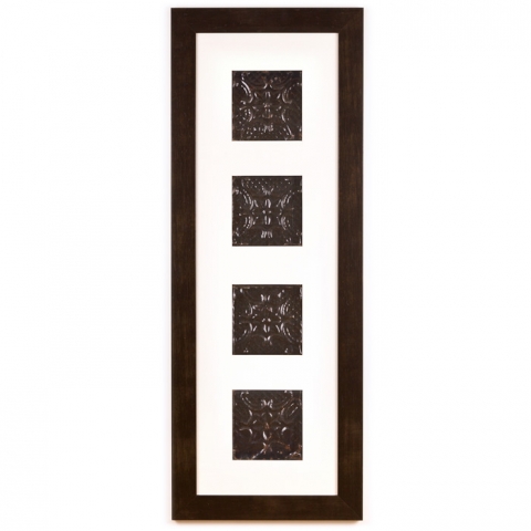 4 Panel Large Rectangle with Espresso Brown Frame