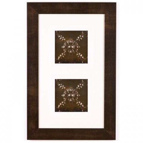 2 Panel Small Rectangle with Espresso Brown Frame