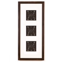 3 Panel Medium Rectangle with Distressed Brown Frame