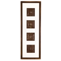 4 Panel Large Rectangle with Distressed Brown Frame