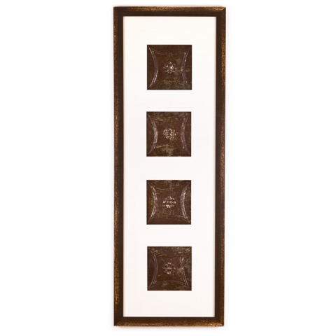 4 Panel Large Rectangle with Distressed Brown Frame