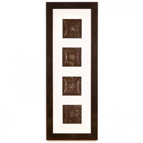 4 Panel Large Rectangle with Espresso Brown Frame