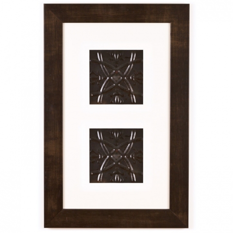 2 Panel Small Rectangle with Espresso Brown Frame