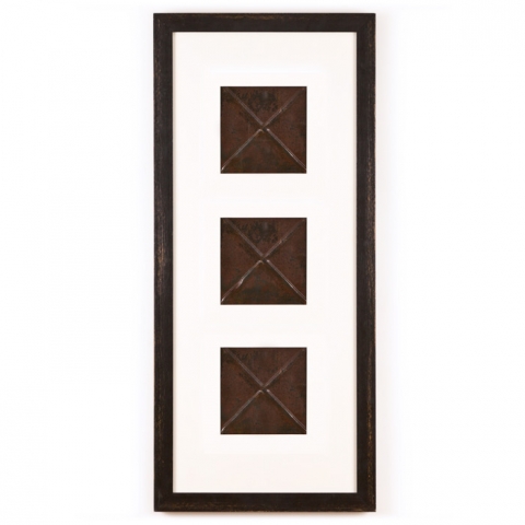 3 Panel Medium Rectangle with Distressed Black Frame