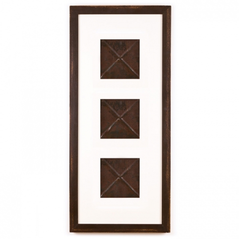 3 Panel Medium Rectangle with Distressed Brown Frame