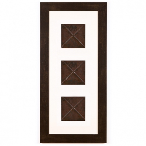 3 Panel Medium Rectangle with Espresso Brown Frame