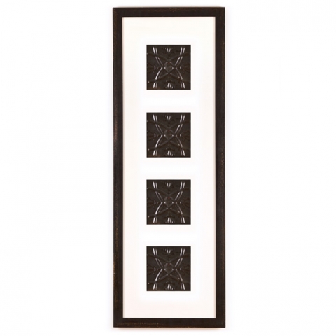 4 Panel Large Rectangle with Distressed Black Frame