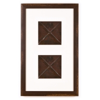 2 Panel Small Rectangle with Distressed Brown Frame