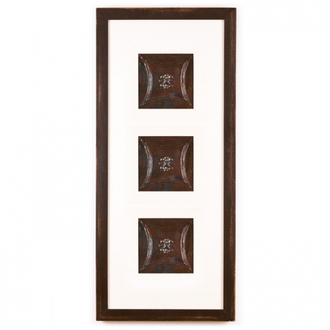 3 Panel Medium Rectangle with Distressed Brown Frame