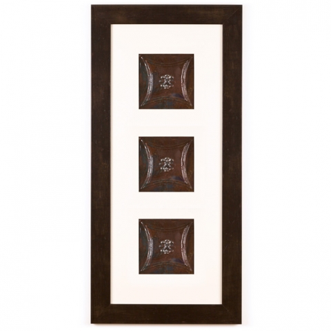 3 Panel Medium Rectangle with Espresso Brown Frame