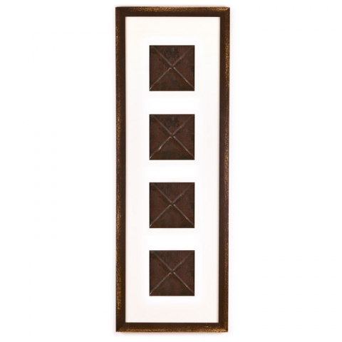 4 Panel Large Rectangle with Distressed Brown Frame