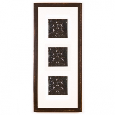 3 Panel Medium Rectangle with Distressed Brown Frame