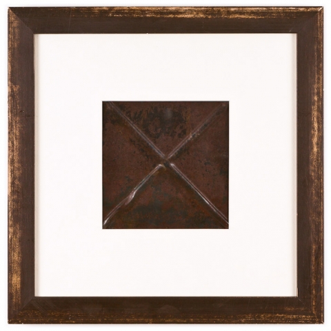 1 Panel Medium Square with Distressed Brown Frame