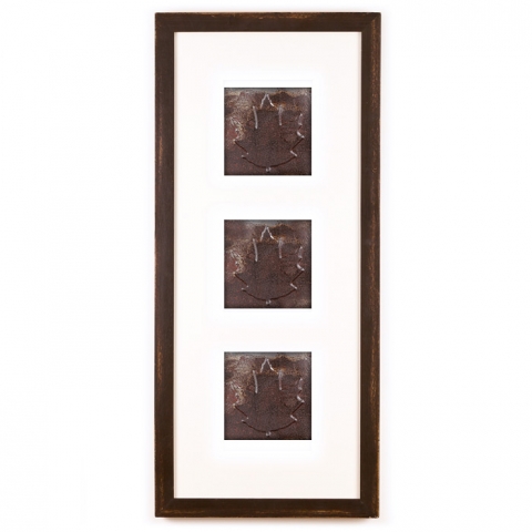 3 Panel Medium Rectangle with Distressed Brown Frame