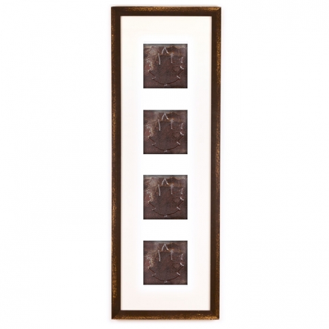 4 Panel Large Rectangle with Distressed Brown Frame