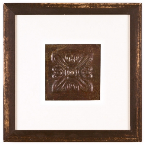 1 Panel Medium Square with Distressed Brown Frame